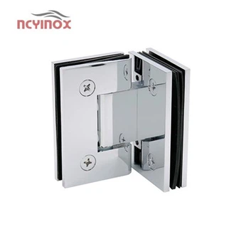 90-Grad-Glas-Glas-Scharnier Riveo Vollmessing-Duschscharnier